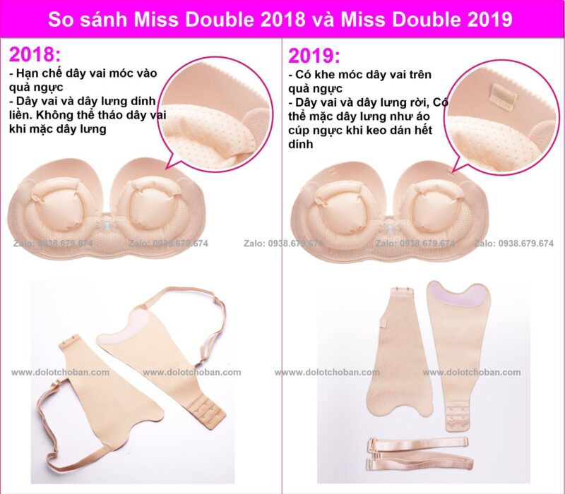 So sánh áo lót bơm hơi Vtyle 2018 và Áo lót bơm hơi Miss Double 2019