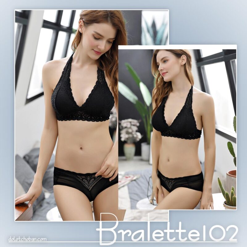 Bralette Choàng Cổ, Có Kèm Mút Bo Ren Chân Ngực Đầy Gợi Cảm - Đồ Lót Hoa Tuyết