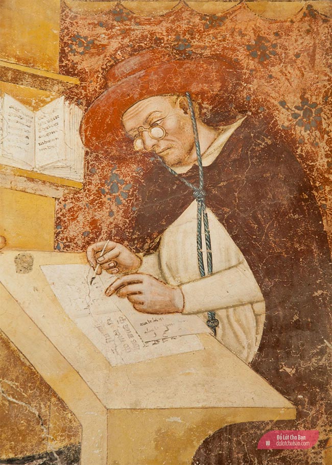 Hồng Y giáo chủ Hugh de Provence đeo một chiếc kính do danh họ Tommaso da Modena vào năm 1352